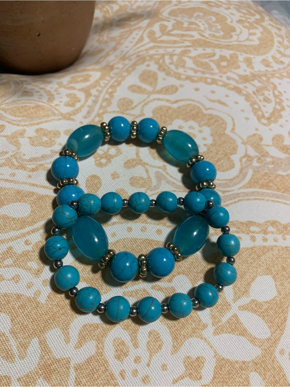 Turquoise Beaded Stretch Bracelet - Women Jewelry